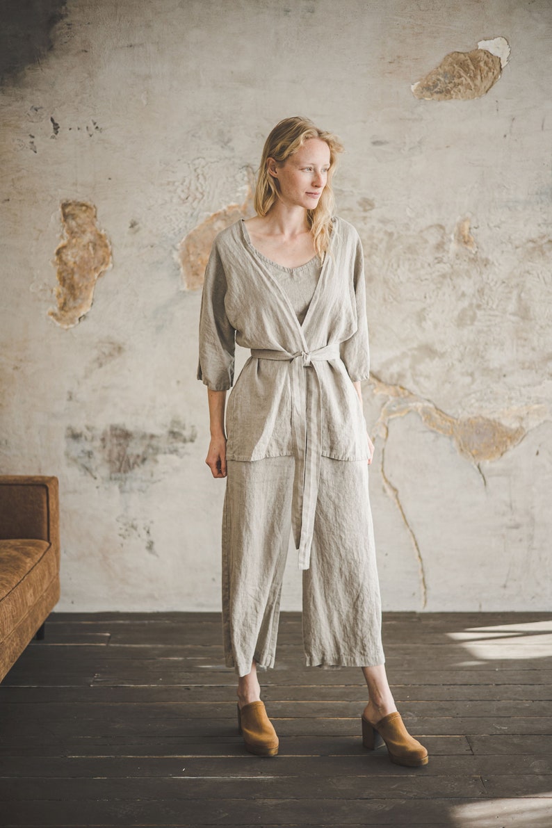 Linen Pants Wide Leg / Loose Linen Pants / Elastic Waist Flax image 5