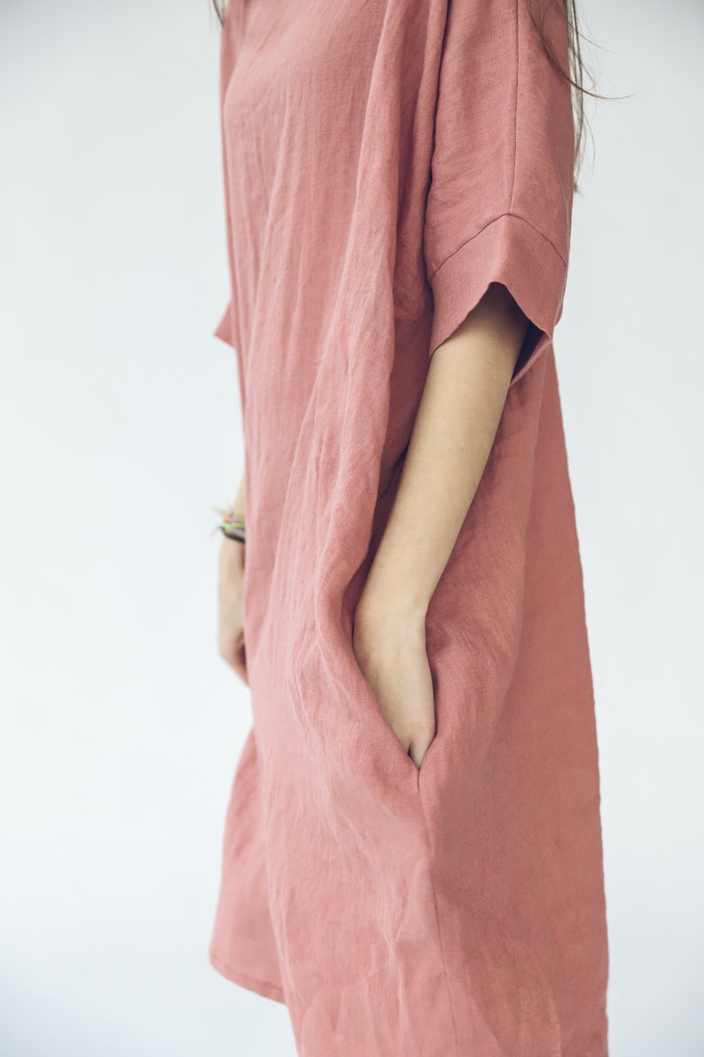 Linen Soft Dress, Baggy Loose Summer Linen Dress, Oversized Linen Dress image 7