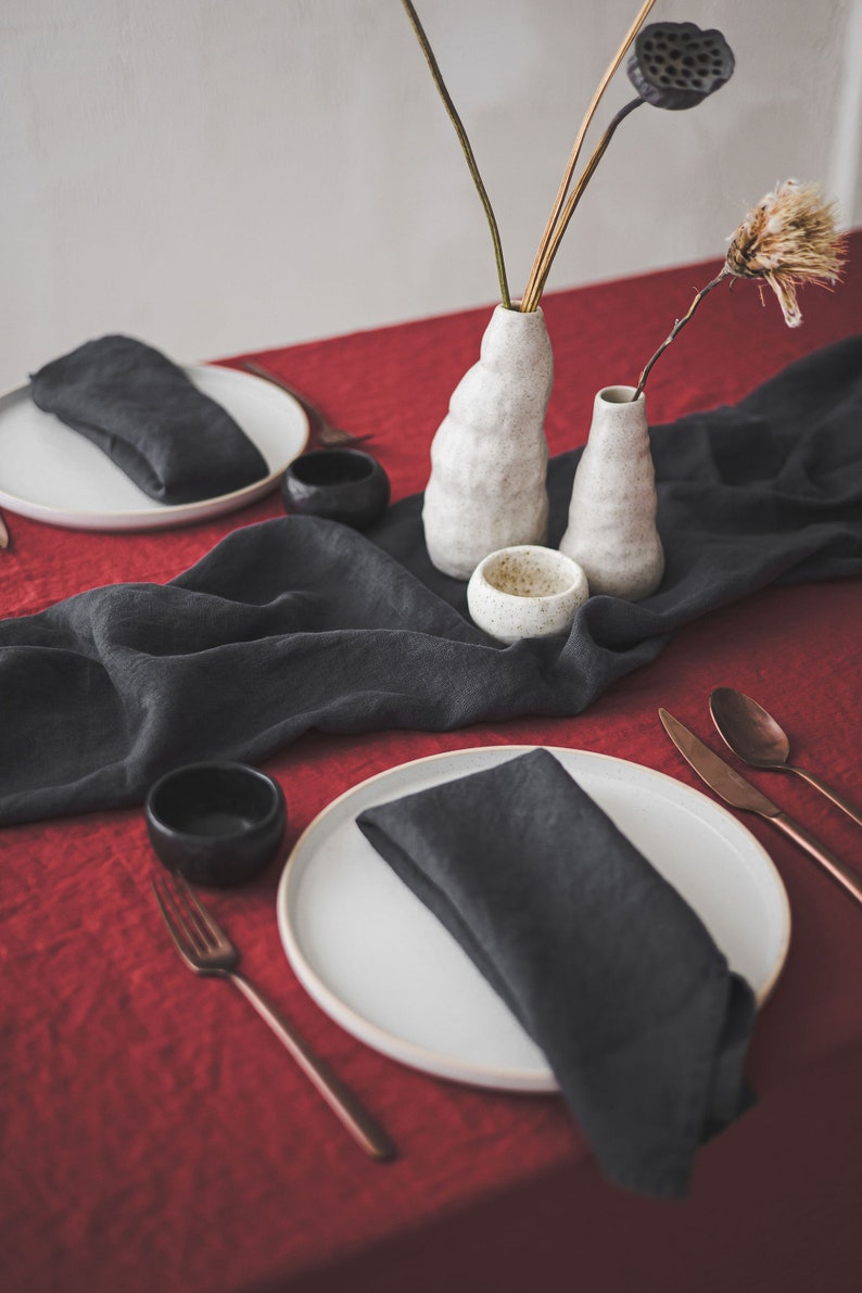 Ruby Red Tablecloth Ruby Red Linen Tablecloth: Handmade European Table Decor - Etsy