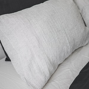 Linen Pillowcases with Buttons Closure, Set of 2 Linen Pillow Covers image 1