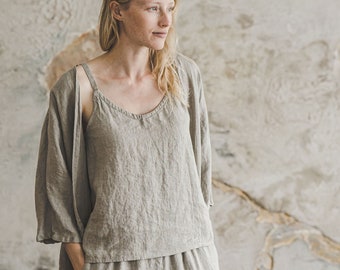 Linen Tank Top / Spring Linen Top / Spaghetti Strap Linen Top