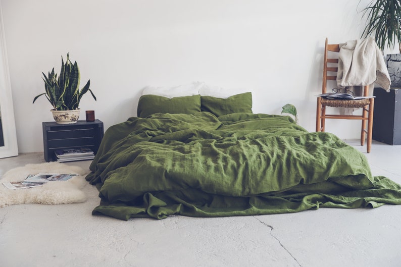 Bed Linen Set, Washed Linen Bedding, Linen Gift Set, Duvet Cover with Pillowcases, Linen Bedding Set image 1