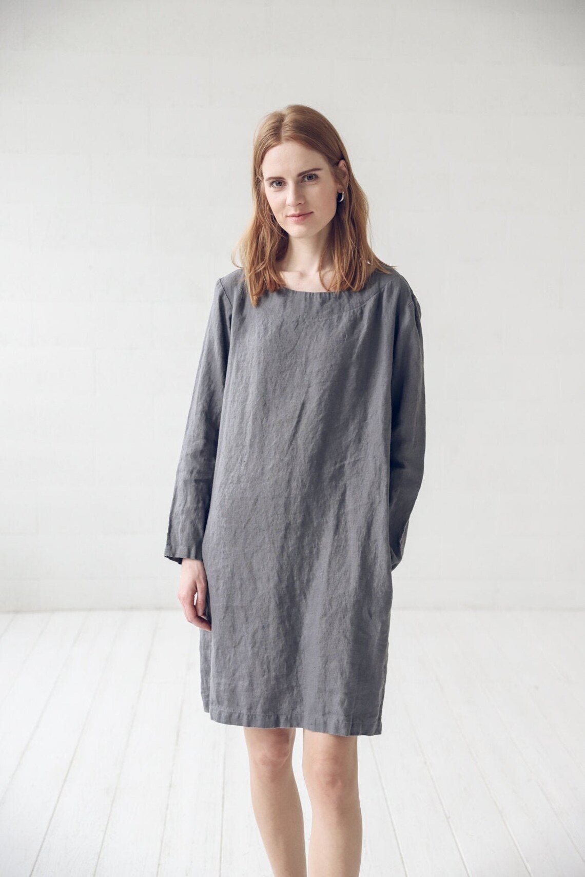 Simply Linen Tunic Dress Long Sleeves Dress Oversized Linen Etsy