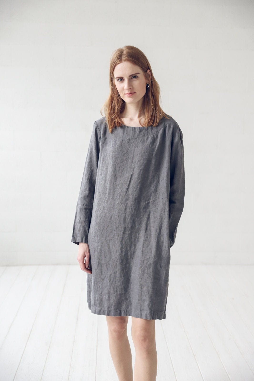 Simply Linen Tunic Dress Long Sleeves Dress Oversized Linen - Etsy