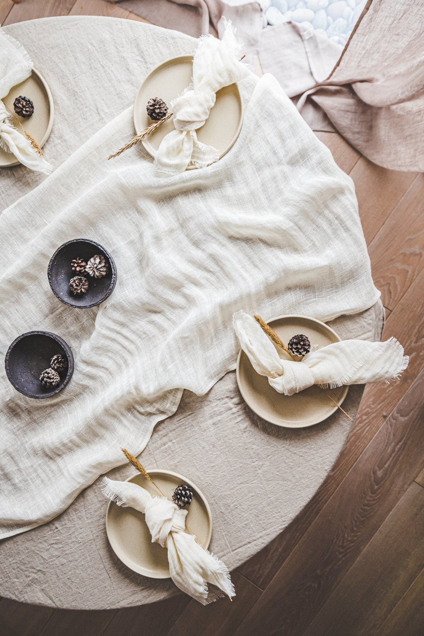Handmade Gauze Linen Table Runner: Rustic Wedding Decor