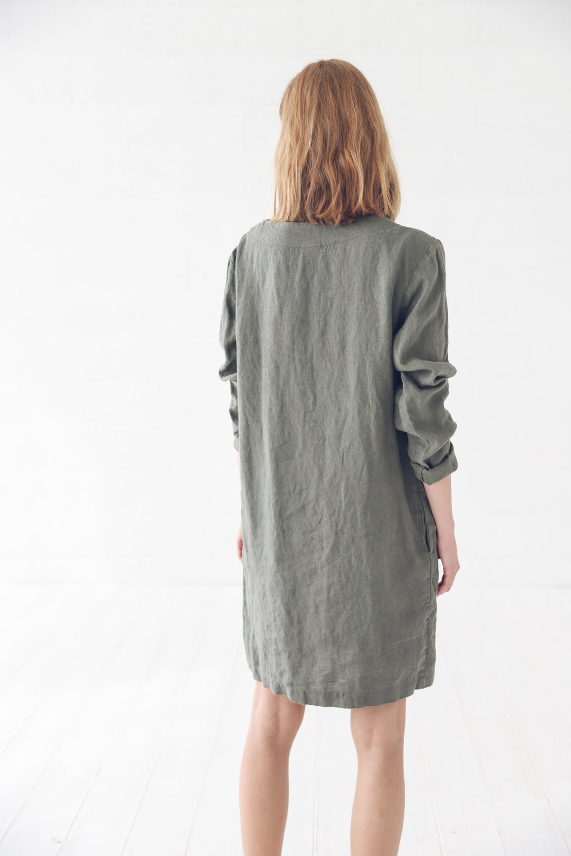 Simply Linen Tunic Dress Long Sleeves Dress Oversized Linen Etsy