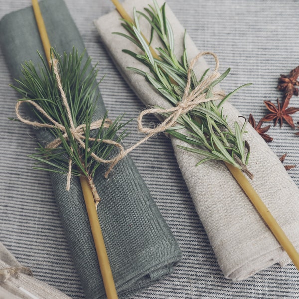 Linen Napkins, Linen Napkins Set in Sage Green, Handmade Linen Gift, Linen Table Decor
