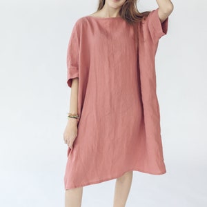 Linen Soft Dress, Baggy Loose Summer Linen Dress, Oversized Linen Dress image 5