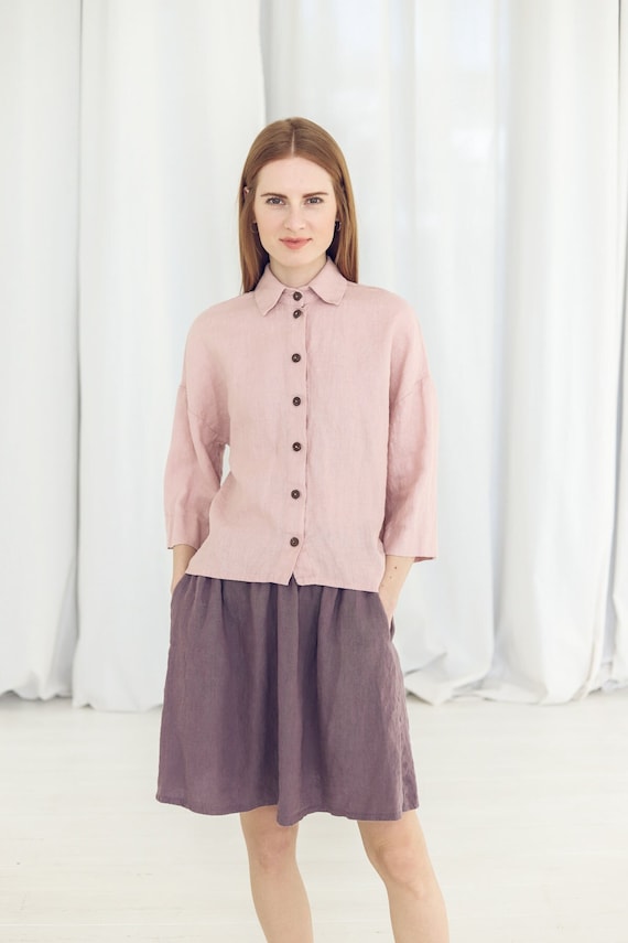 Oversize Linen Shirt Short Linen Shirt for Women Linen Summer Shirts Etsy UK