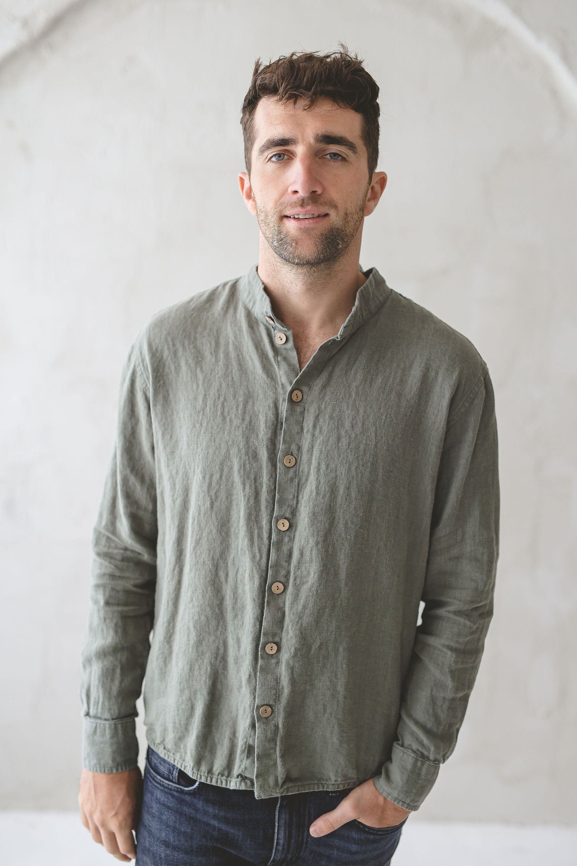 Linen Men Shirt / Basic Oxford Style Men’s Linen Shirt / Buttons Down Men Shirt / Linen Clothing For Men