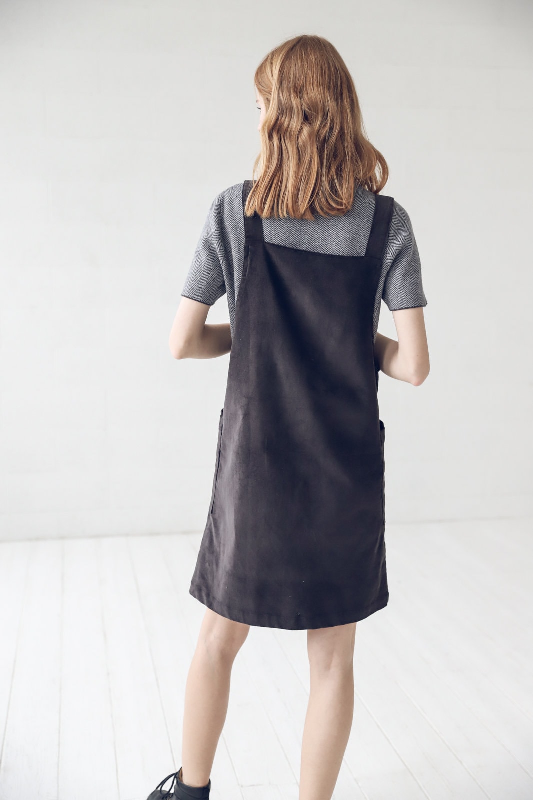 Corduroy Pinafore Dress, Short Cotton Dress