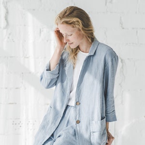 Summer Linen Jacket, Loose Linen Blazer, Boho Style Flax Linen Jacket