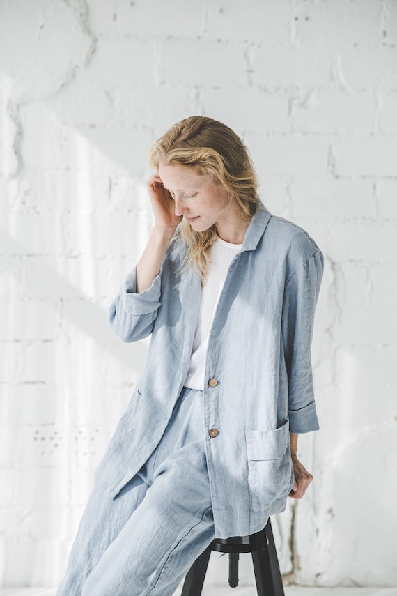 Summer Linen Jacket, Loose Linen Blazer, Boho Style Flax Linen