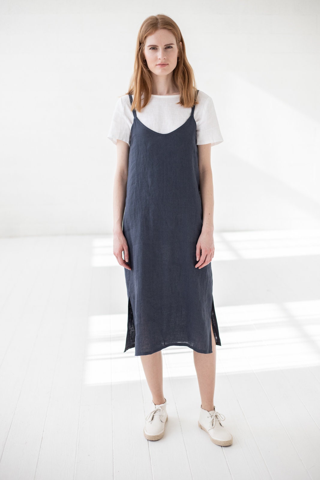 Slip Linen Dress Soft Washed Midi Dress Woman Linen Dress | Etsy