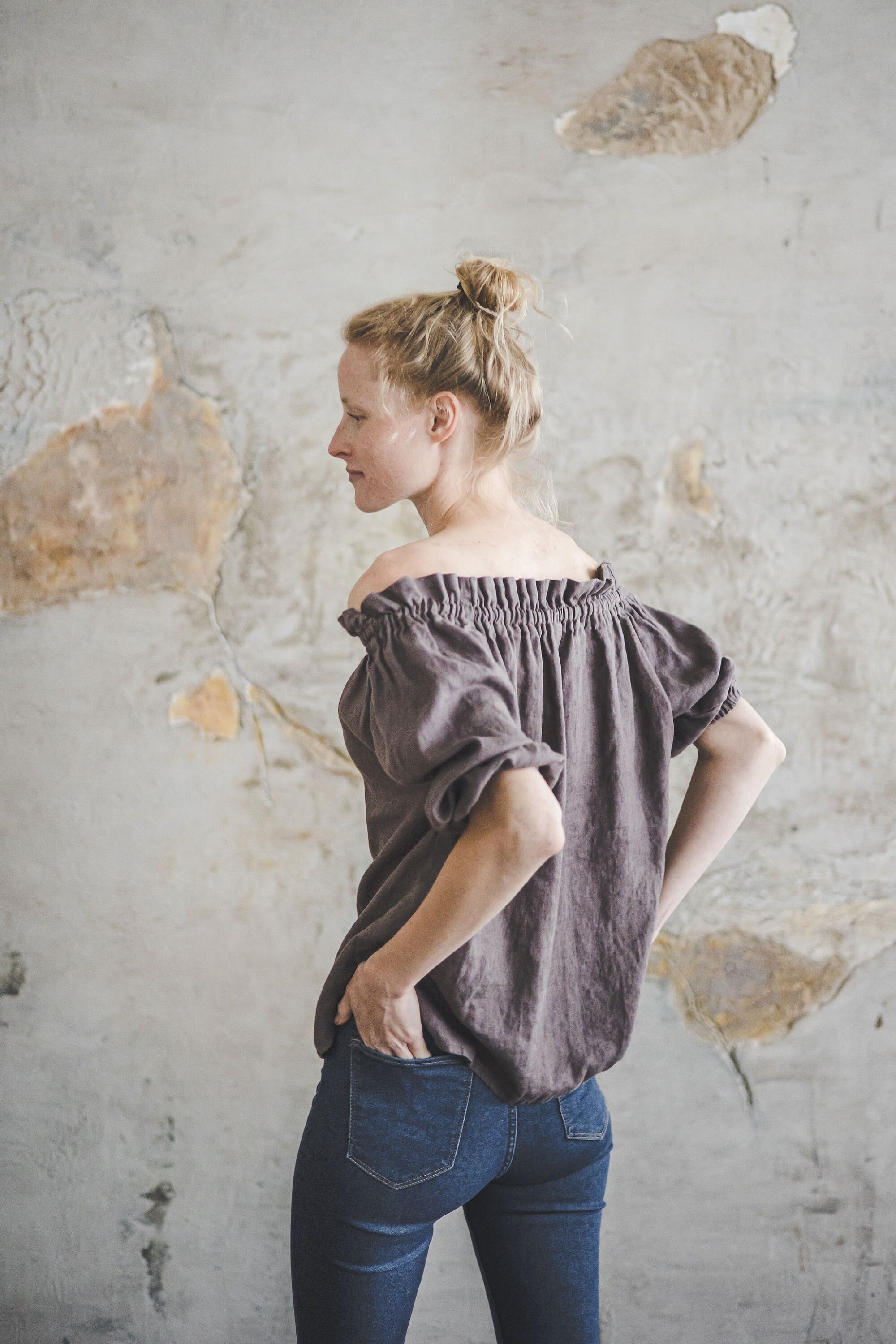 RITO リト SHIRRING PEASANT BLOUSE トップス シャツ/ブラウス(七分