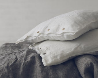 READY TO SHIP Linen Pillowcase with Buttons, Linen Pillow Cover