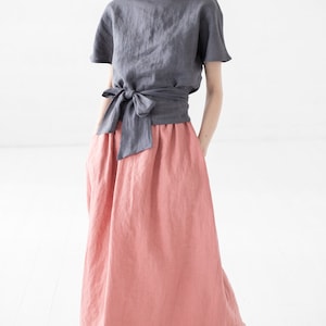 Maxi Linen Skirt / Swing Long Linen Skirt / High Waist Women Skirt image 4