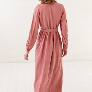 Maxi Wrap Linen Dress / Long Bridesmaids Linen Dress / Summer Women Dress image 4