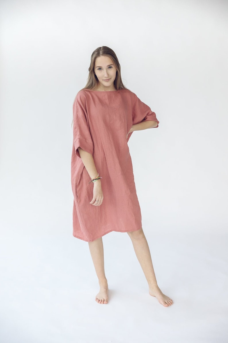 Linen Soft Dress, Baggy Loose Summer Linen Dress, Oversized Linen Dress image 1