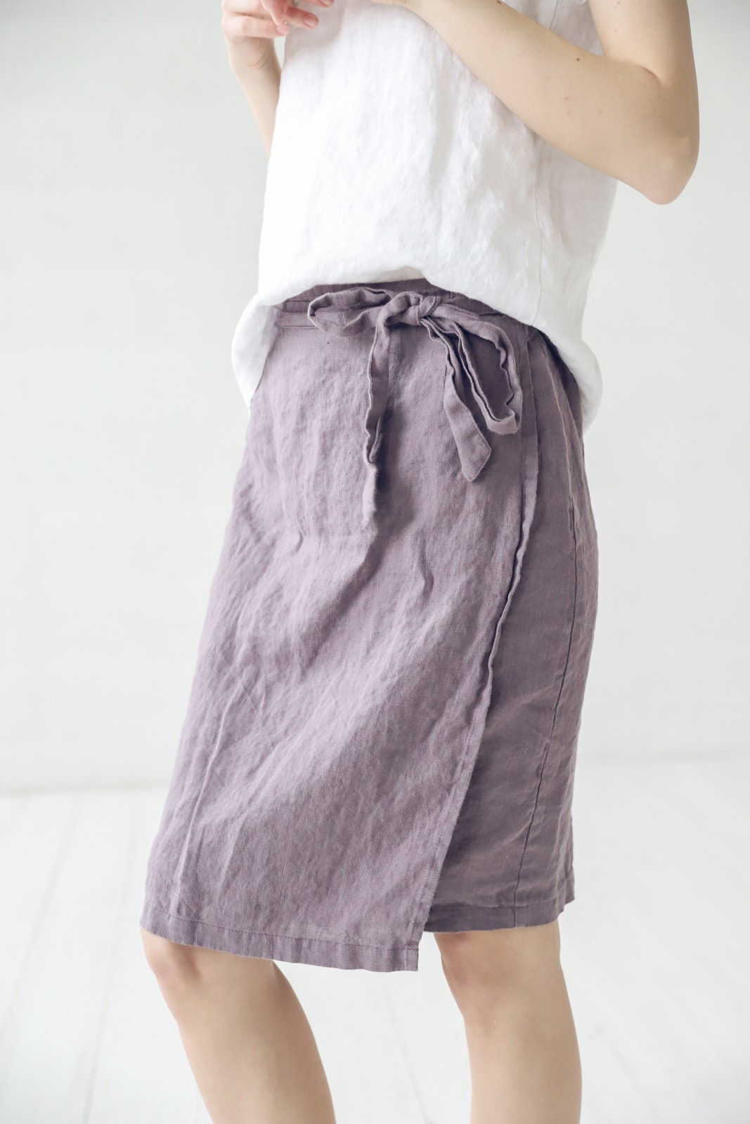 Linen Skirt / Wrap Linen Skirt / Midi Skirt / Knee Length - Etsy