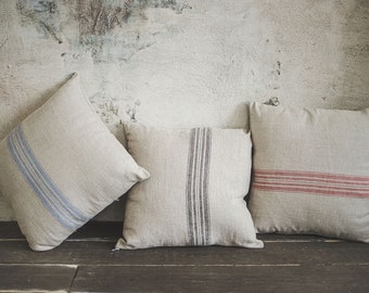 Linen Shams French Decor, Rustic Decorative Linen Cushion Covers, Natural Linen Pillowcase