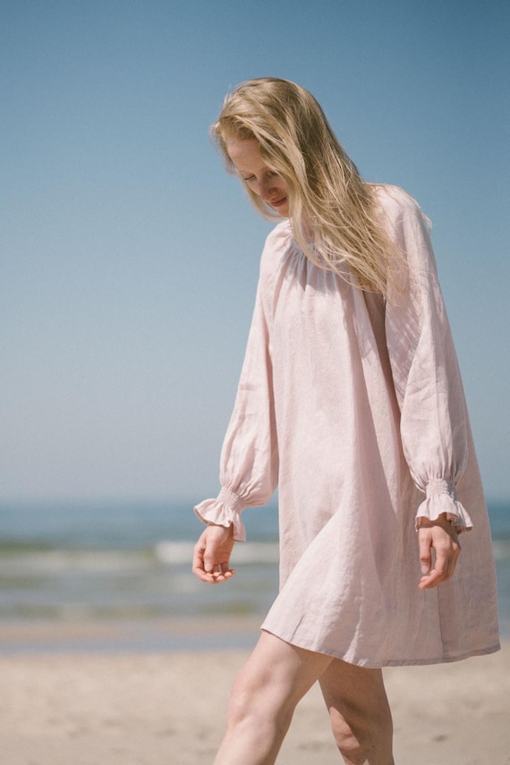 chinese dress ladies Mini Summer Linen Wrap Dress – Lightweight Wrap Dress main image 0