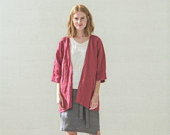 READY TO SHIP Drop Shoulder Sleeves Jacket, Kimono Linen Jacket, Oversize Jacket