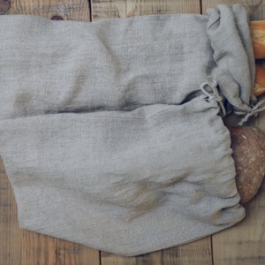 Linen Bread Bag, Sourdough Bread Linen Bag, Natural Linen Loaf Bag, Sac à Pain, Boule Bag, French Baguette Linen Bag, Kitchen Storage Bag image 5