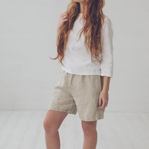 Linen Shorts / Loose Linen Elastic Waist Shorts / Summer Linen Shorts for Women image 6