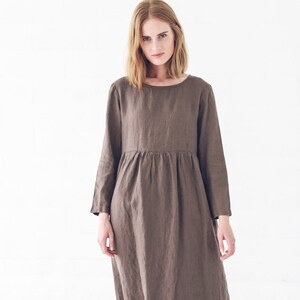 Swing Linen Dress With Long Sleeves, Soft Maxi Linen Dress - Etsy