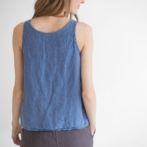 Simple Classic Linen tank Top, Sleeveless Linen Top, Summer Linen Blouse, Linen Slip Top image 4