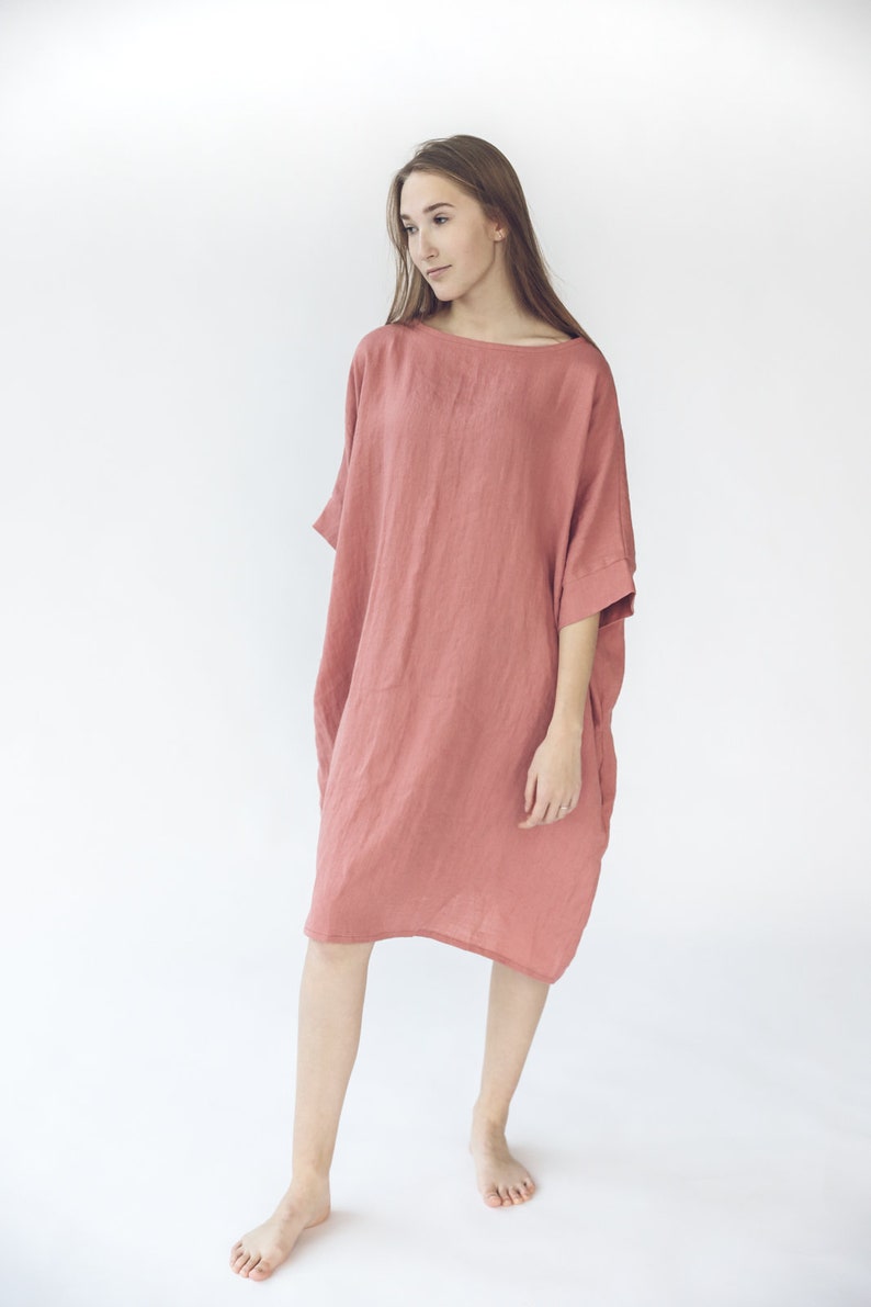 Linen Soft Dress, Baggy Loose Summer Linen Dress, Oversized Linen Dress image 3