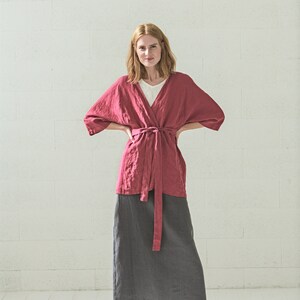 Linen Kimono Jacket, Drop Shoulder Sleeves Jacket, Oversized Linen Jacket, Japanese Style Linen Cardigan image 6