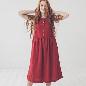 Soft Washed Linen Dress: Long Swing Robe, Maternity Friendly image 2