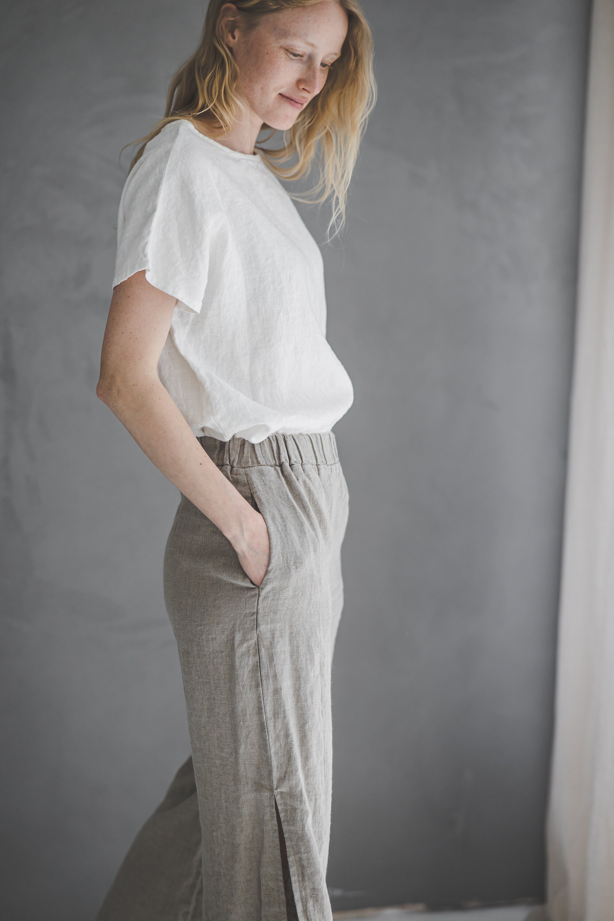 Vintage Linen Blend Wide Leg Pant - Off White – Brixton