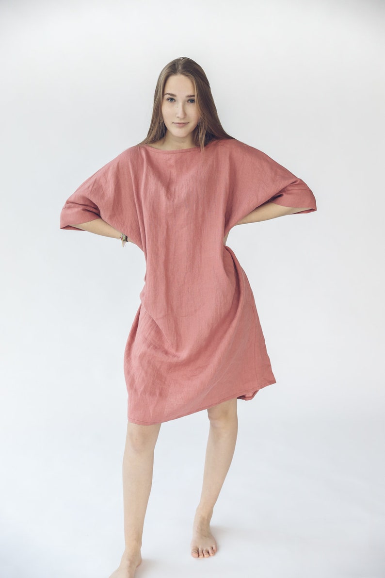 Linen Soft Dress, Baggy Loose Summer Linen Dress, Oversized Linen Dress image 4