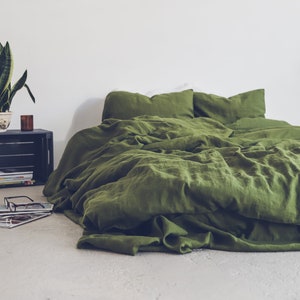 Bed Linen Set, Washed Linen Bedding, Linen Gift Set, Duvet Cover with Pillowcases, Linen Bedding Set image 2