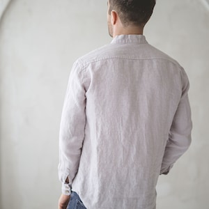 READY TO SHIP Classic Linen Men Shirt / Long Sleeves Linen Buttons Down Shirt / Linen Clothing For Men / Summer Linen Shirts image 3