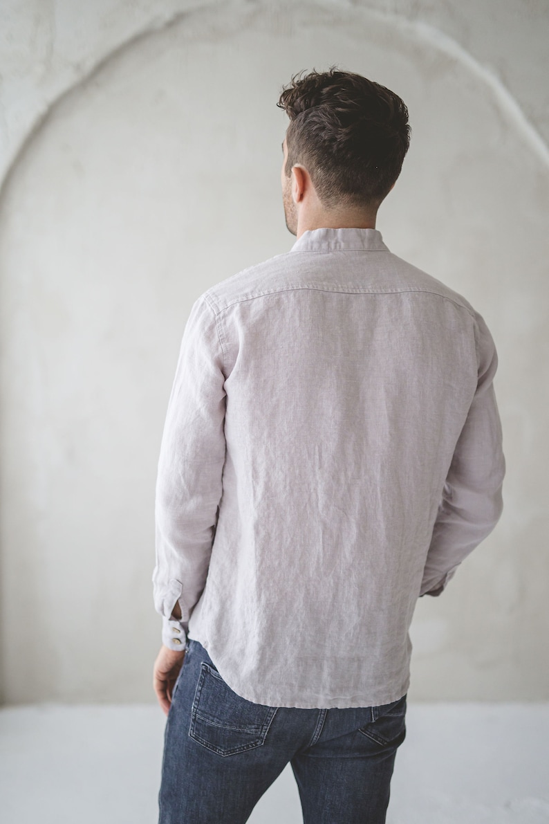 READY TO SHIP Classic Linen Men Shirt / Long Sleeves Linen Buttons Down Shirt / Linen Clothing For Men / Summer Linen Shirts image 3