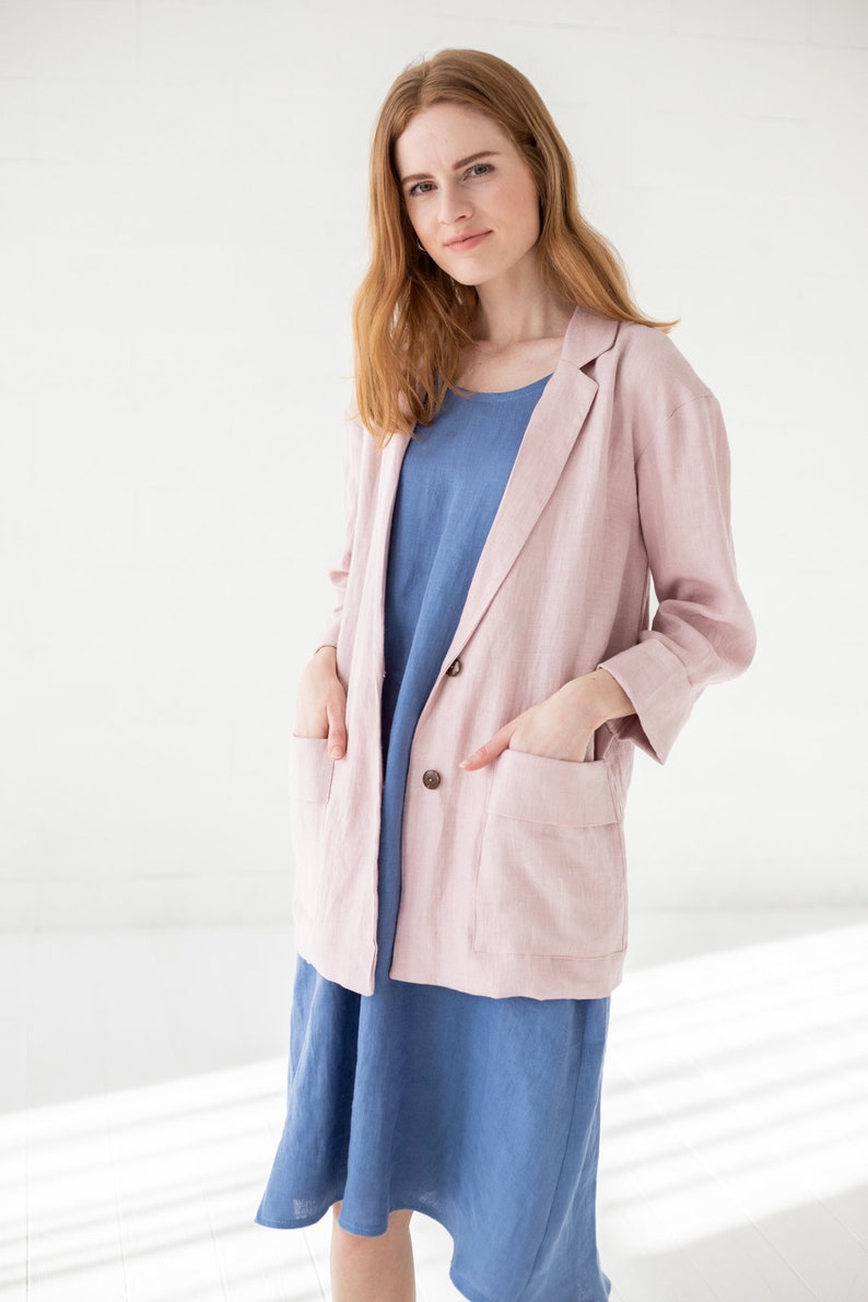 Loose Casual Jacket READY TO SHIP Linen Blazer For Women Classic Linen Jacket