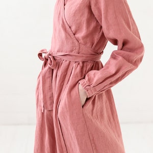 Maxi Wrap Linen Dress / Long Bridesmaids Linen Dress / Summer Women Dress image 8