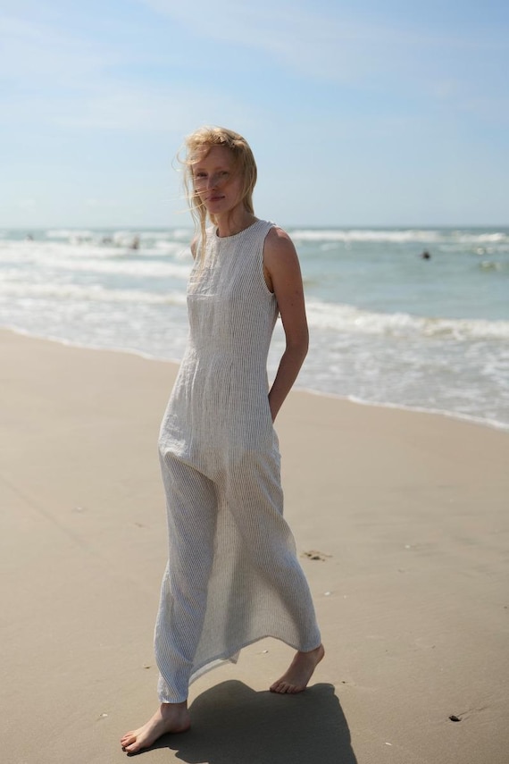 Linen Maxi Summer Bow Dress Flora