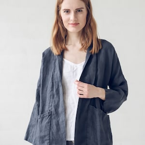 Loose Linen Cardigan, Jacket for Women, Linen Jacket with Pockets, Cardigan for Women image 5