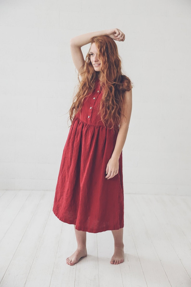 Soft Washed Linen Dress: Long Swing Robe, Maternity Friendly image 1