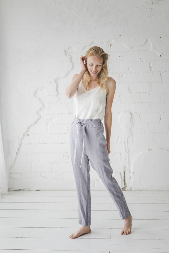 100% linen trousers - Woman | MANGO OUTLET India