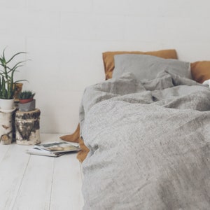 Striped Linen Duvet Cover, Natural Washed Linen Bedding, Bed Linen in Stripes image 3