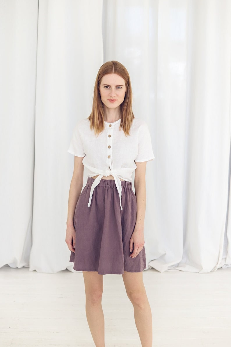 READY TO SHIP Swing Summer Linen Skirt, Soft Washed Linen Skirt image 1