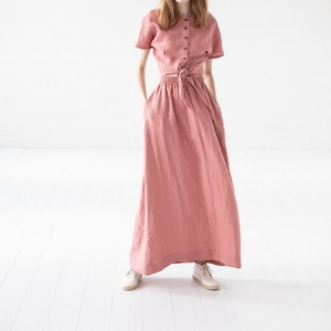 Maxi Linen Skirt / Swing Long Linen Skirt / High Waist Women Skirt image 2