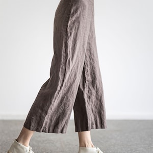 Wide-Leg Linen Pants, Relaxed Fit Flax Linen Pants, Linen Trousers For Women, Summer Linen Culottes image 4