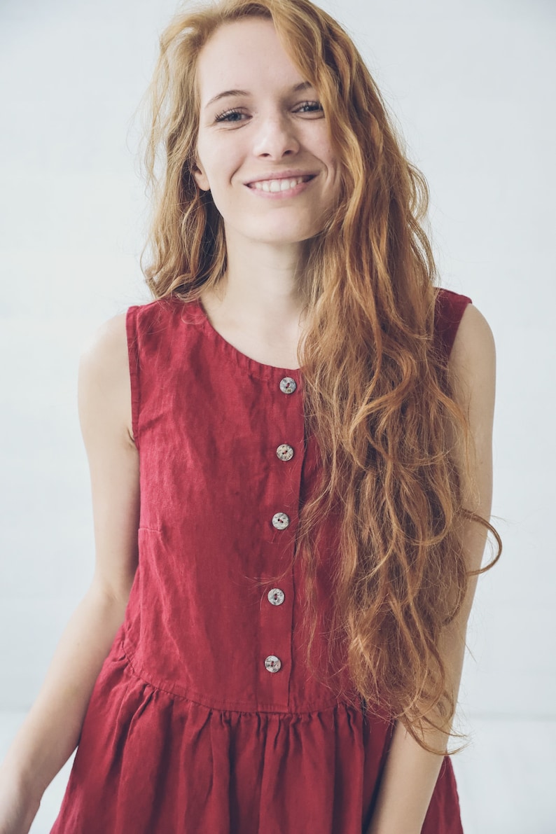 Soft Washed Linen Dress: Long Swing Robe, Maternity Friendly image 5